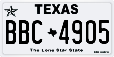 TX license plate BBC4905