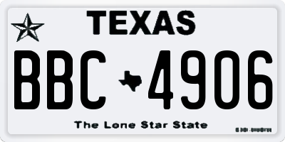 TX license plate BBC4906