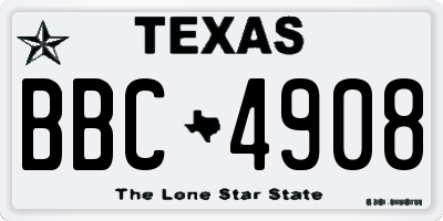 TX license plate BBC4908