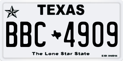 TX license plate BBC4909