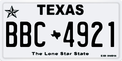 TX license plate BBC4921