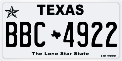 TX license plate BBC4922