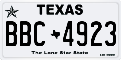 TX license plate BBC4923