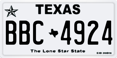 TX license plate BBC4924