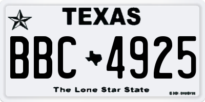 TX license plate BBC4925