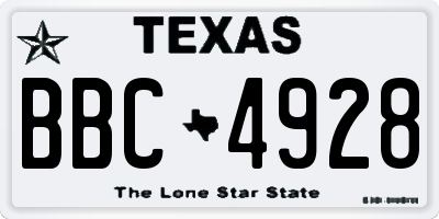 TX license plate BBC4928