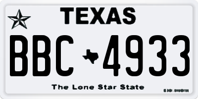 TX license plate BBC4933