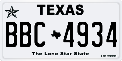 TX license plate BBC4934