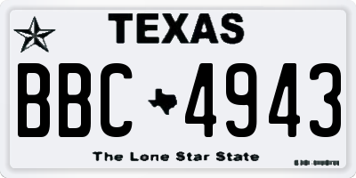 TX license plate BBC4943