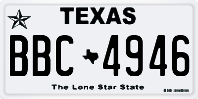 TX license plate BBC4946