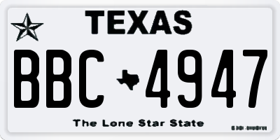 TX license plate BBC4947