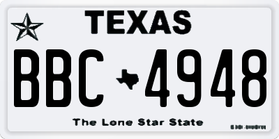 TX license plate BBC4948