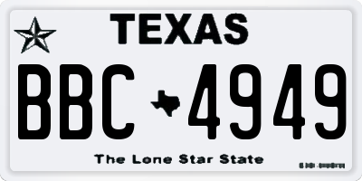 TX license plate BBC4949