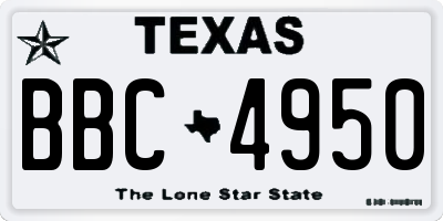 TX license plate BBC4950