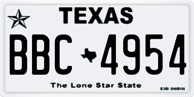 TX license plate BBC4954