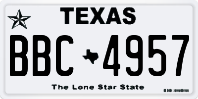 TX license plate BBC4957