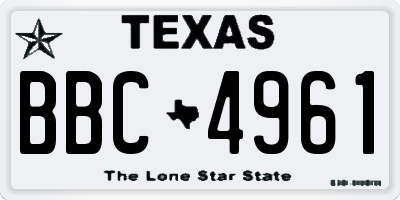 TX license plate BBC4961