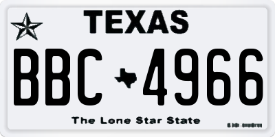 TX license plate BBC4966