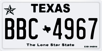 TX license plate BBC4967