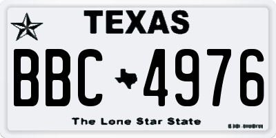 TX license plate BBC4976