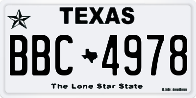 TX license plate BBC4978