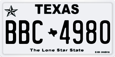 TX license plate BBC4980