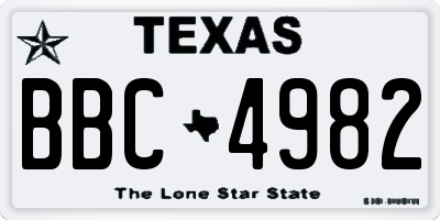 TX license plate BBC4982