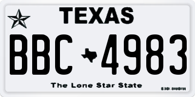 TX license plate BBC4983