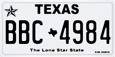 TX license plate BBC4984