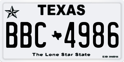 TX license plate BBC4986
