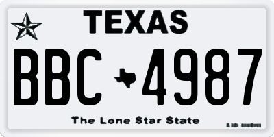 TX license plate BBC4987