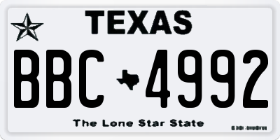 TX license plate BBC4992
