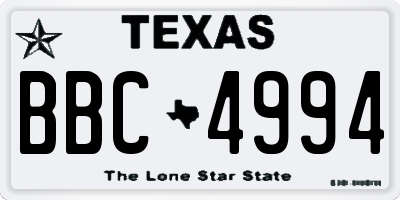 TX license plate BBC4994