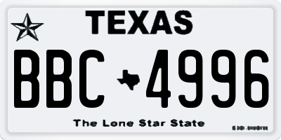 TX license plate BBC4996