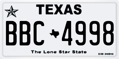 TX license plate BBC4998