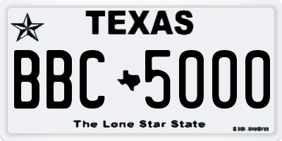 TX license plate BBC5000