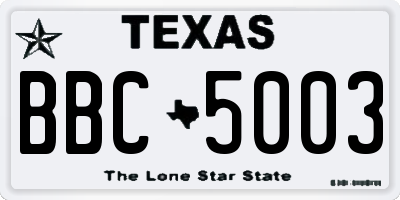 TX license plate BBC5003