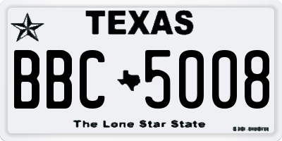 TX license plate BBC5008