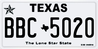 TX license plate BBC5020