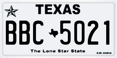 TX license plate BBC5021