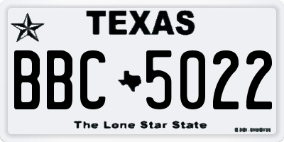 TX license plate BBC5022