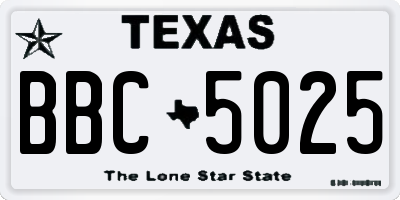 TX license plate BBC5025