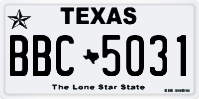 TX license plate BBC5031