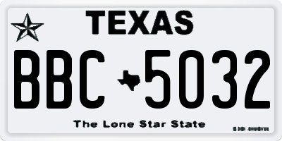 TX license plate BBC5032