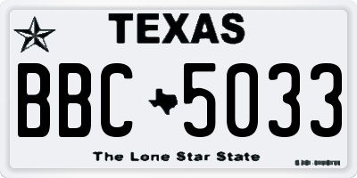 TX license plate BBC5033