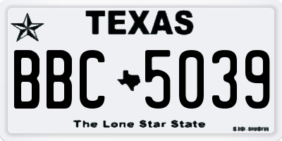 TX license plate BBC5039