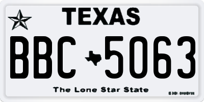 TX license plate BBC5063