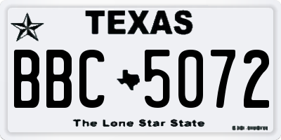 TX license plate BBC5072
