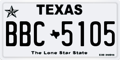 TX license plate BBC5105