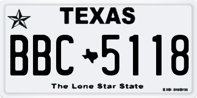 TX license plate BBC5118